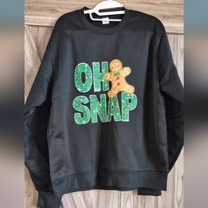 Black 'Oh Snap' Gingerbread Sweater